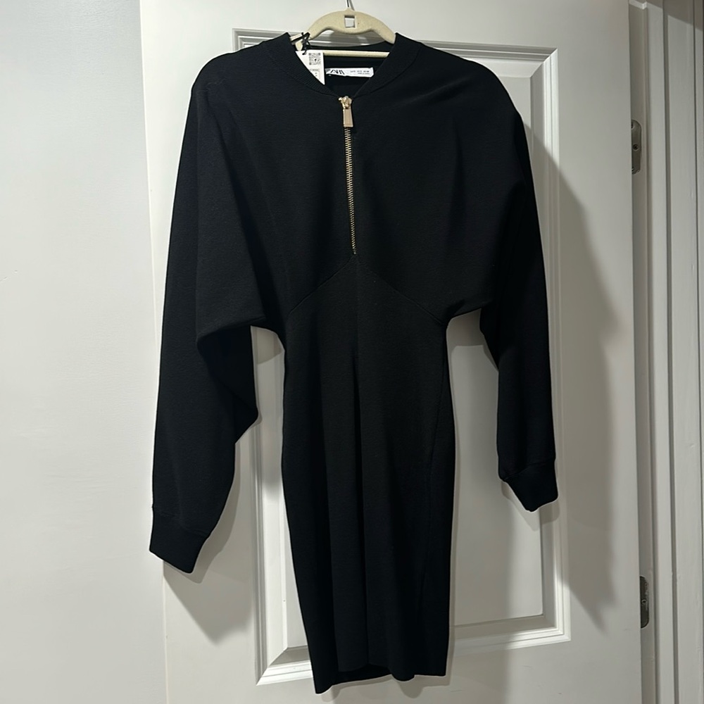 Zippered mini bodycon dress with loose top
